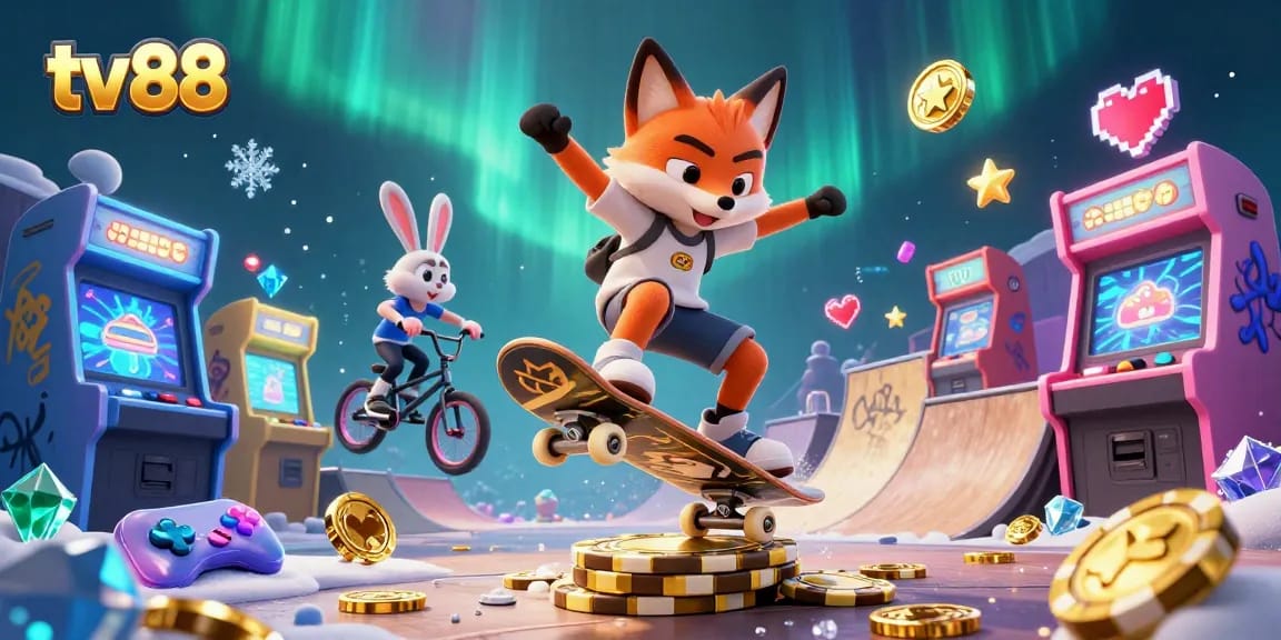 Join the excitement at tv88 casino featuring energetic characters and vibrant gaming elements.