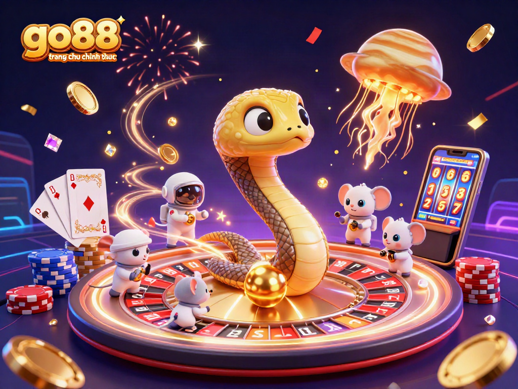 Bet on casino outcomes with go88 trang chu chinh thuc showcased in a vibrant 3D scene.