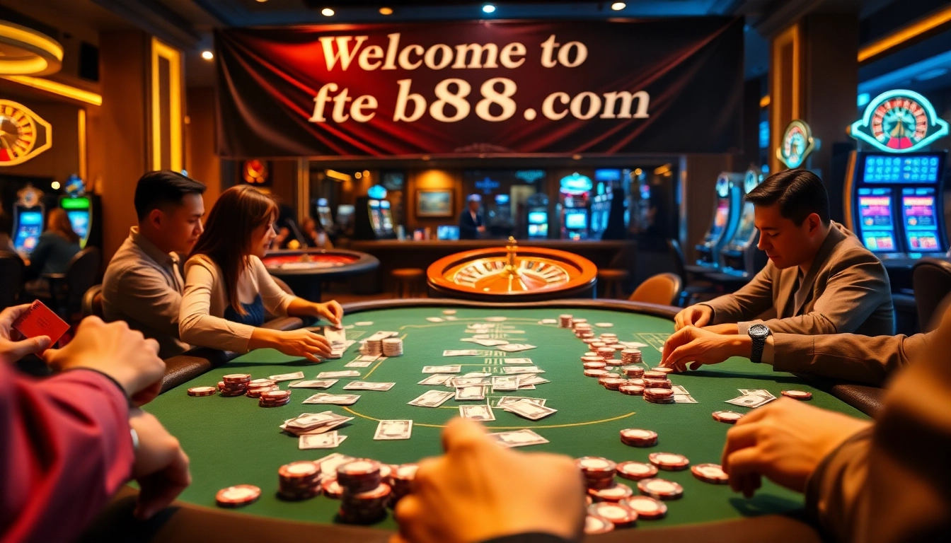 Engage in high-stakes poker at fb88.com, where excitement meets elegance on our vibrant casino floor.