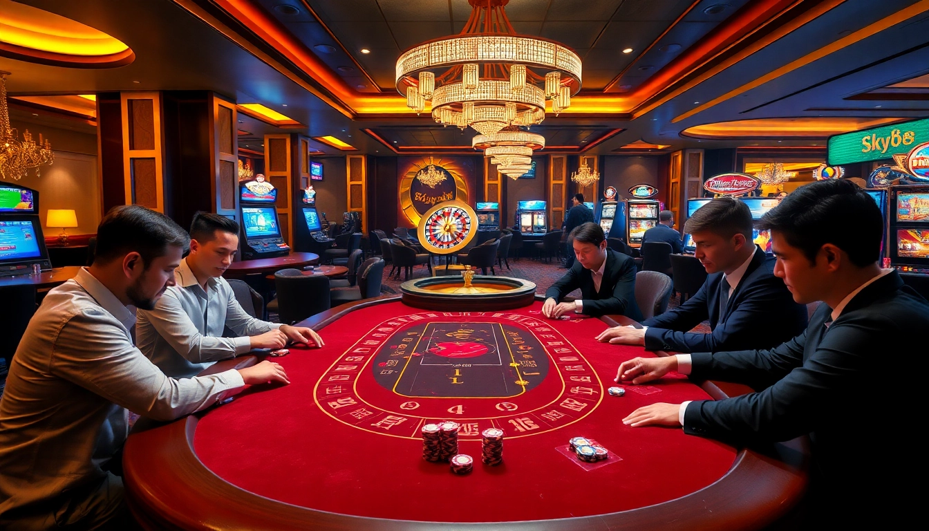 Experience thrilling baccarat gameplay at SKY88's luxurious casino tables.