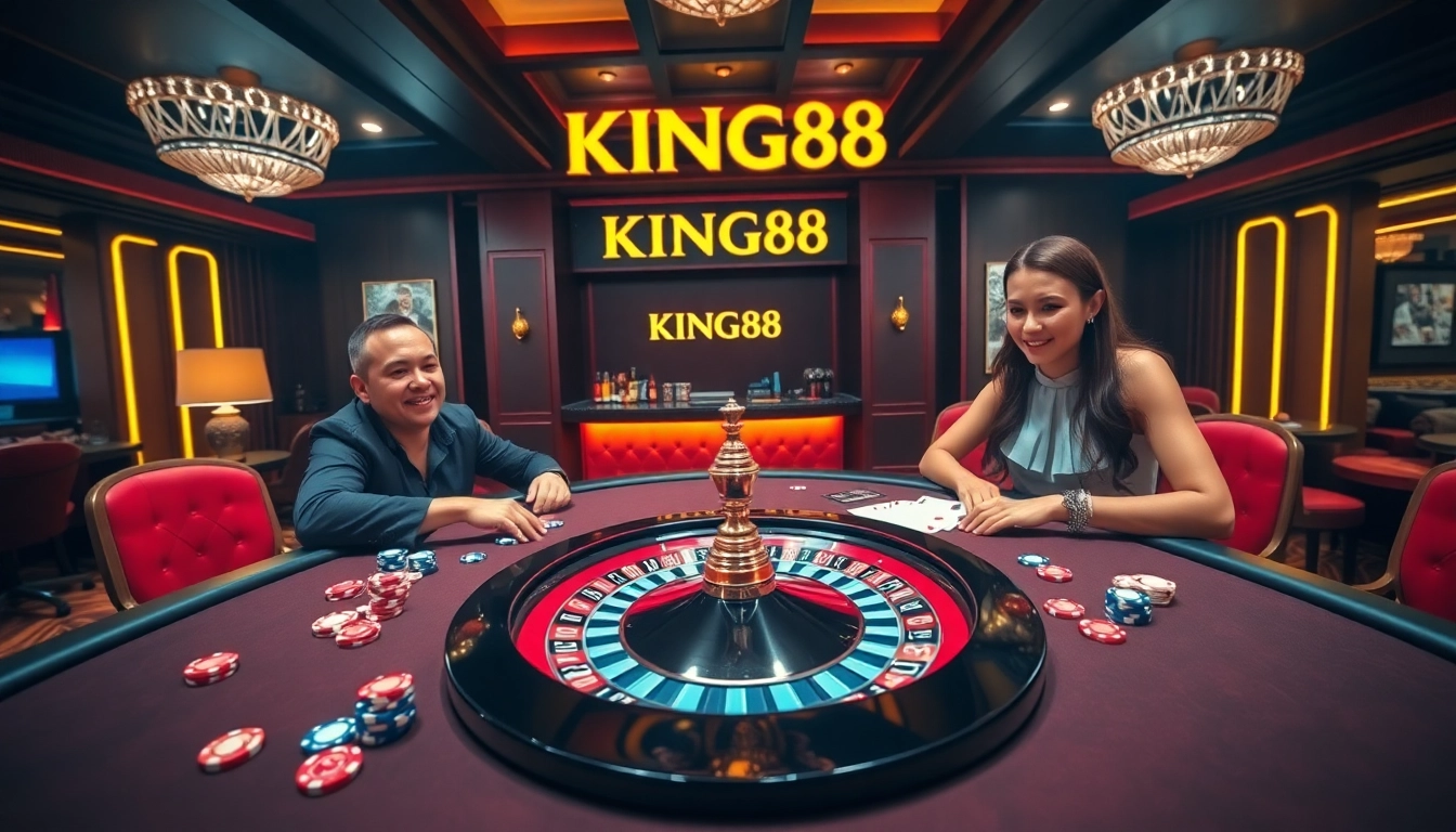 Experience the thrill of KING88 with vibrant poker games and luxurious casino ambiance.