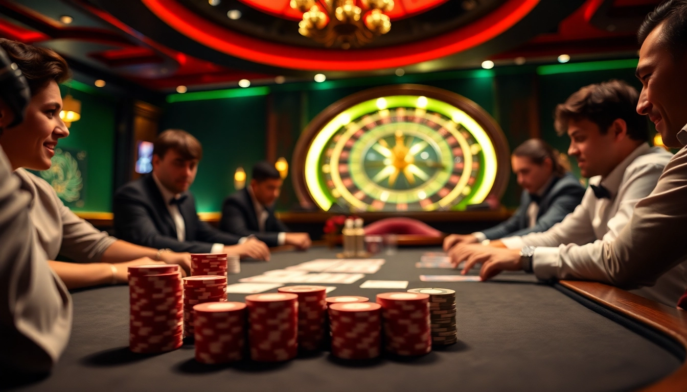 Players enjoying a high-stakes game at https://f122.com.br/, capturing the thrilling atmosphere of a luxury casino.
