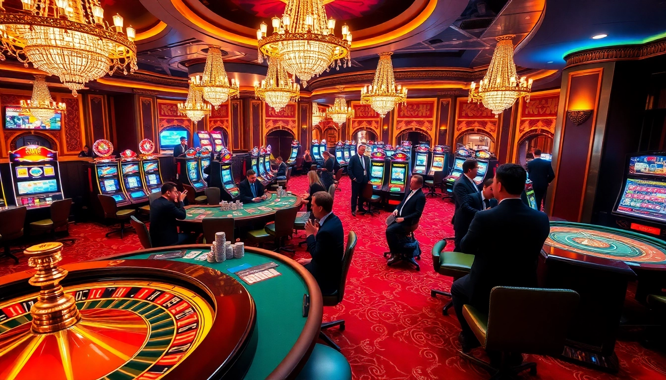 Experience the thrill of 58win with players engaged in strategic gameplay at luxurious casino tables.