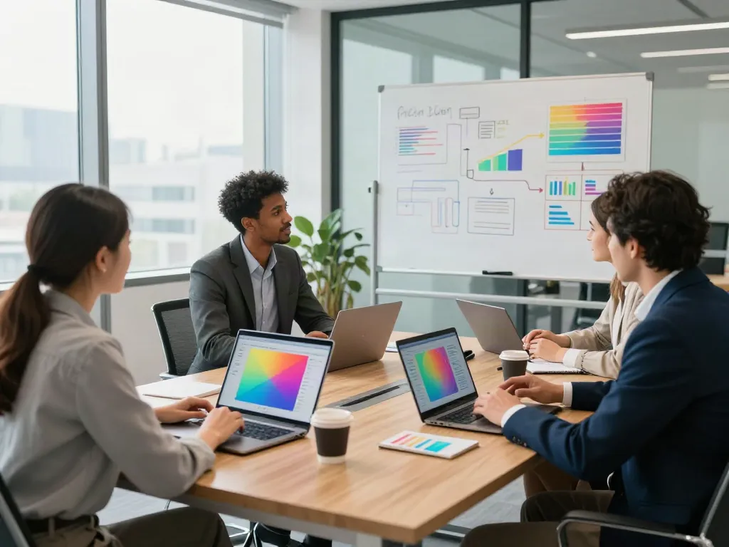 Team collaboration meeting in a modern office, professionals have a peek at this site to strategize effectively.