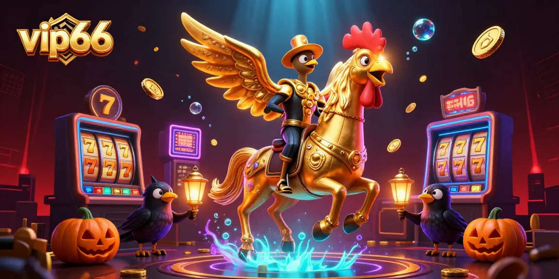 Experience thrilling jackpots at vip66 with a lively digital illustration featuring casino elements.