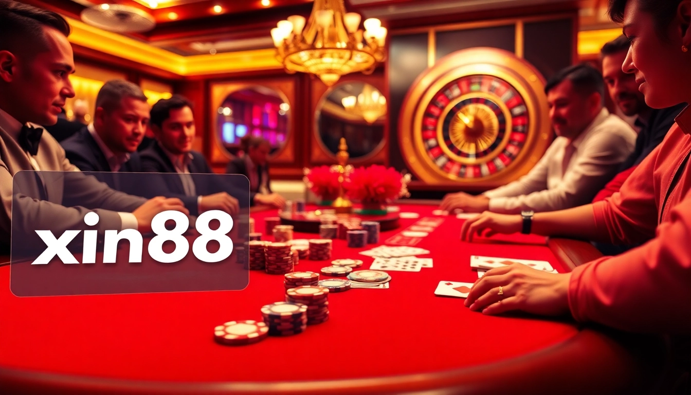 Experience an exhilarating poker game at xin88 with vibrant chips and engaging players.