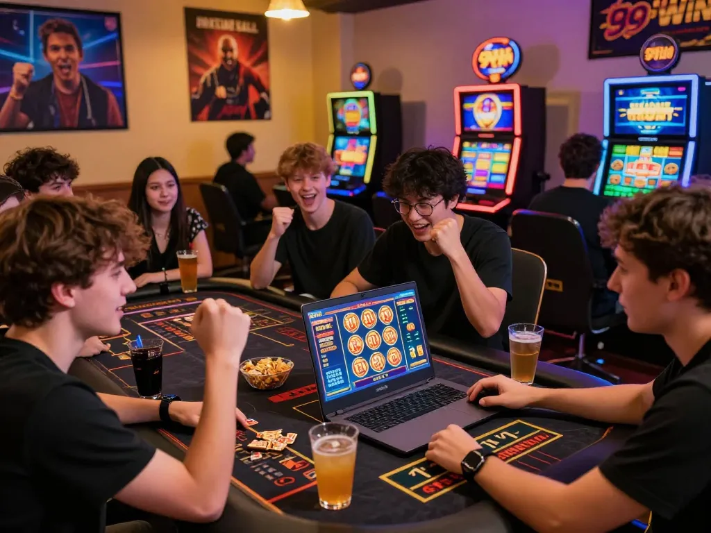 Exciting moment at 99win gaming platform where players celebrate a big win with vibrant game displays.