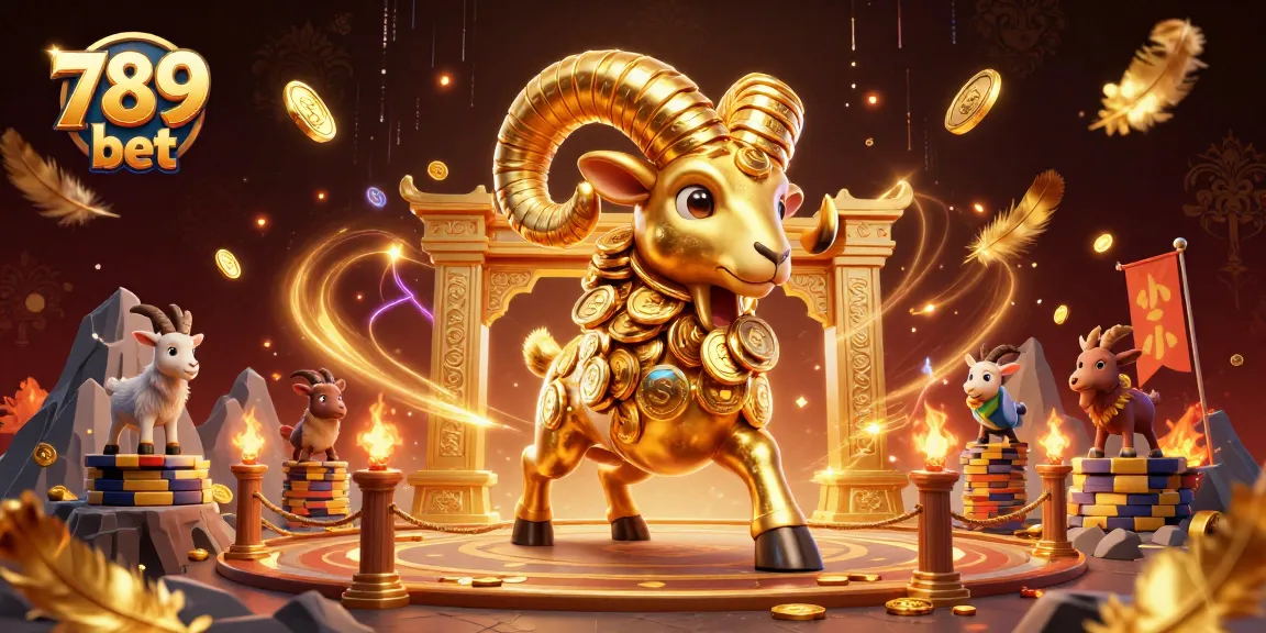 Experience thrilling action with 789 bet as the golden ram charges through a casino arena filled with excitement.