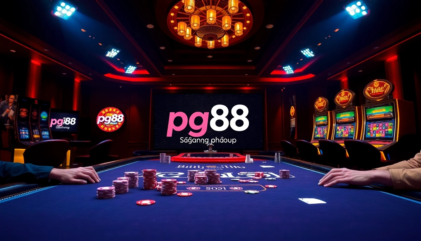 Engaging casino scene showcasing pg88 đăng nhập with players and vibrant gaming elements.