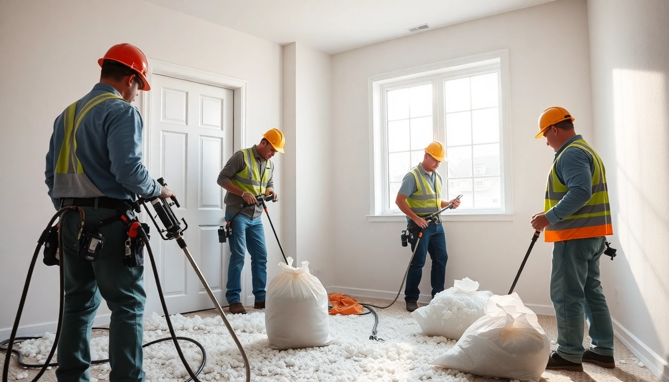 Get your spray foam removal quote with professional workers carefully removing foam in a well-lit home.