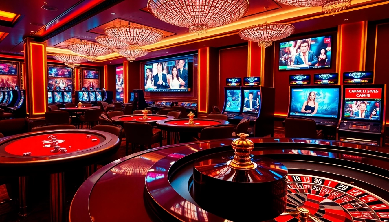 Engaging scene of Nhà cái 11win featuring vibrant poker tables and roulette for online gambling excitement.