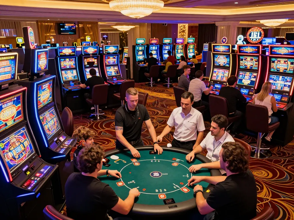 Experience the excitement of fun79 at a luxury casino with vibrant slot machines and thrilling gameplay