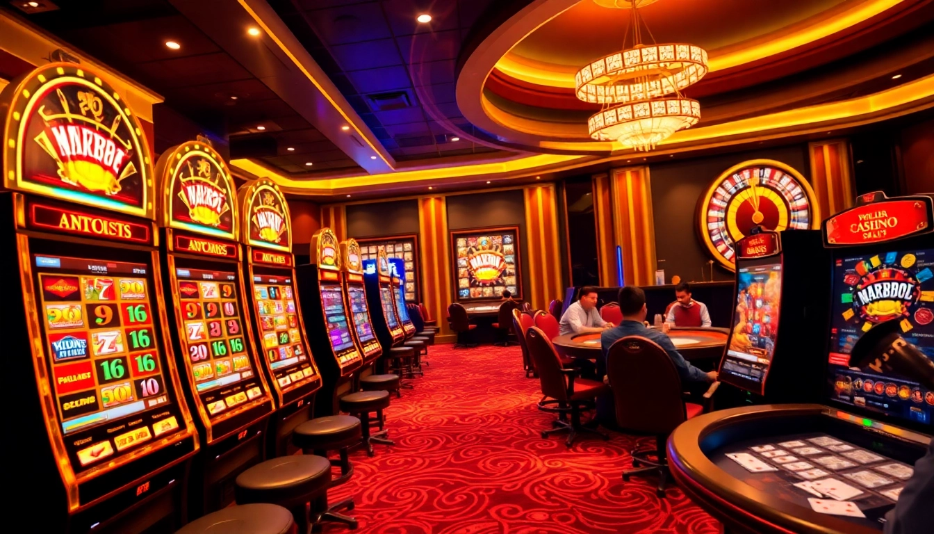 Experience the thrill of max88 slot games amidst a luxurious casino setting.