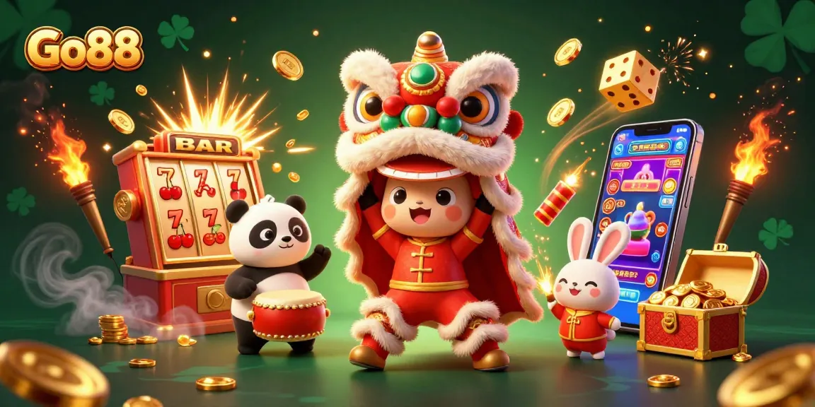 Experience thrilling gameplay at Go88 with lively characters celebrating and explosive jackpots.