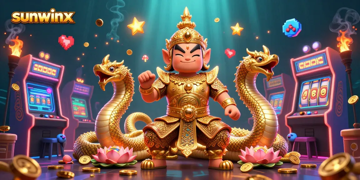 Join the excitement with sunwinx as players engage in vibrant 3D casino games surrounded by colorful elements.