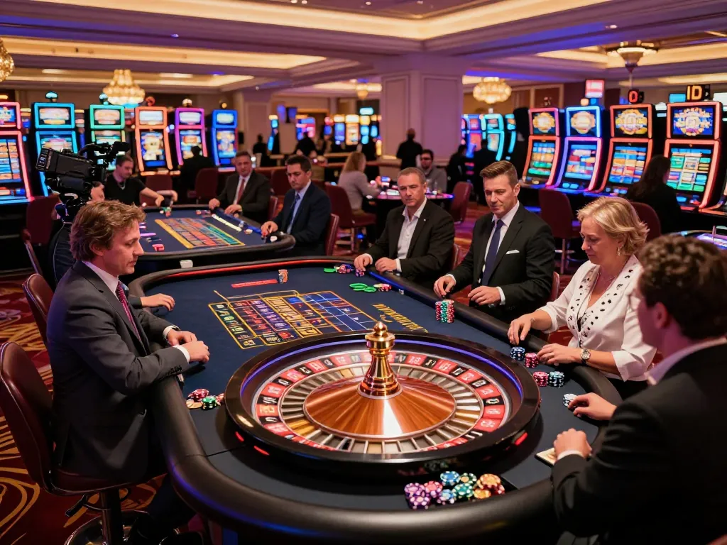 Engaged players placing bets at a roulette table in an upscale casino scene featuring mm88 and vibrant lighting