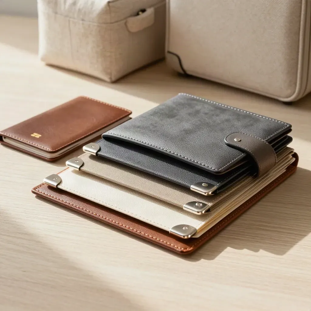 Travel items neatly arranged on pale wood, ready for a trip planning result.