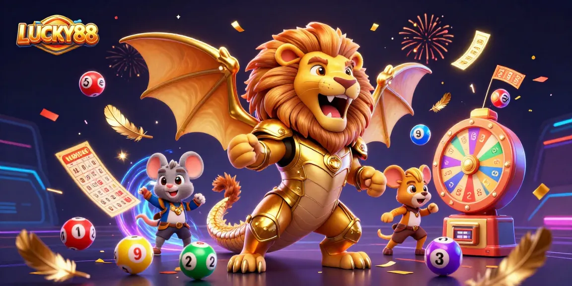 Engage in thrilling gameplay with LUCKY88 as a chimera roars and lottery fun unfolds.