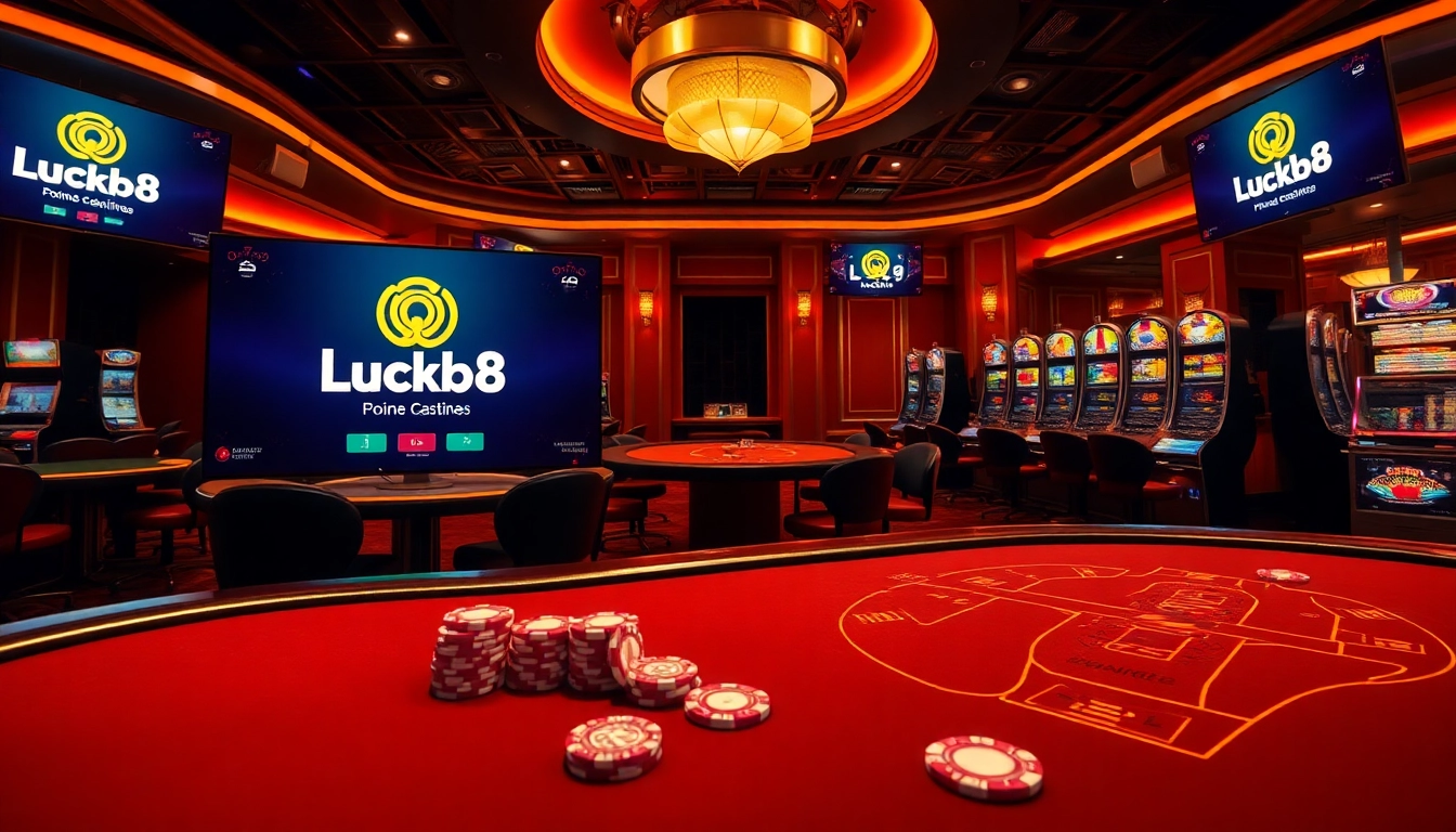 Experience the excitement of Luck8 with vibrant gaming tables and live dealer interactions in this compelling online casino scene.