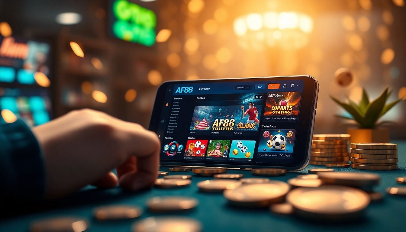AF88 online gaming interface showcasing diverse betting options and vibrant graphics.