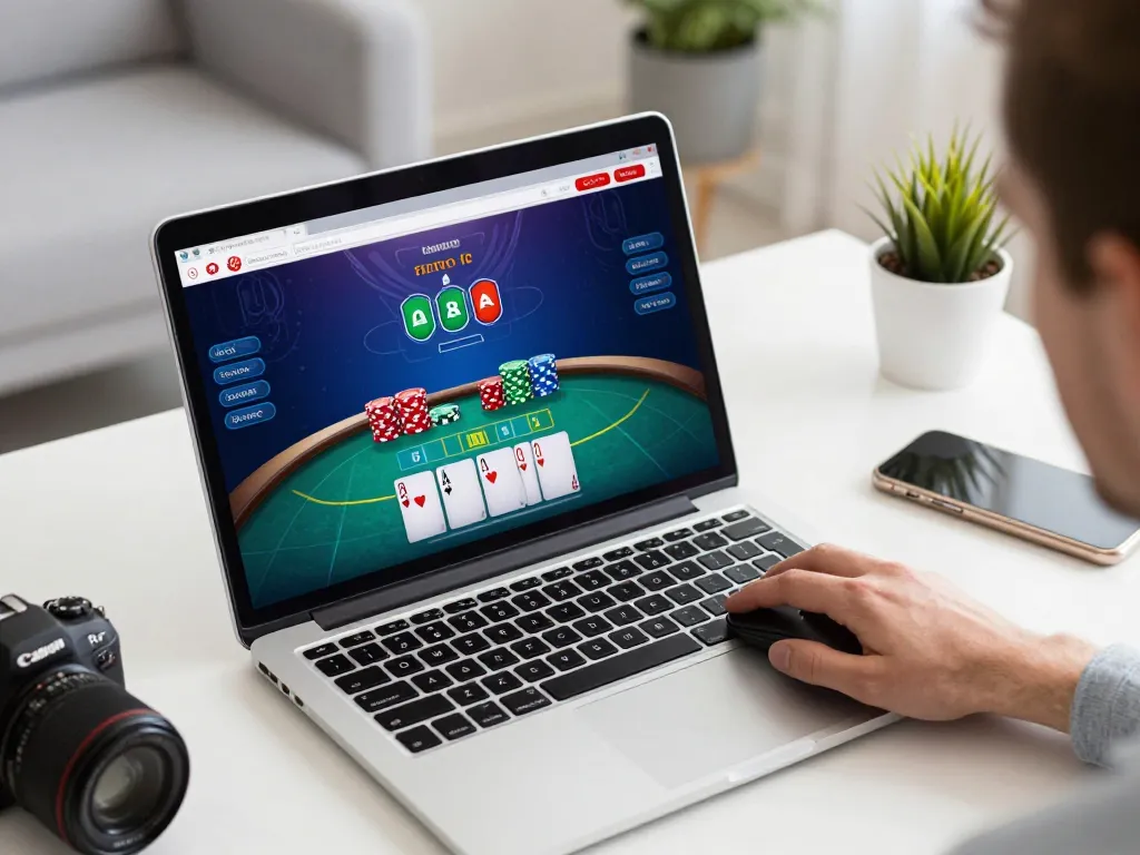 The scene captures a user engaging with the 777x đăng nhập online poker interface, highlighting vibrant strategies and friendly competition.