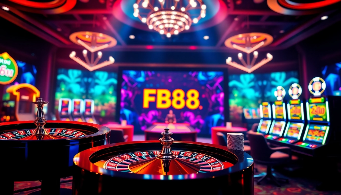 Experience excitement at FB88's glamorous casino with real-time poker and vibrant slot machines.