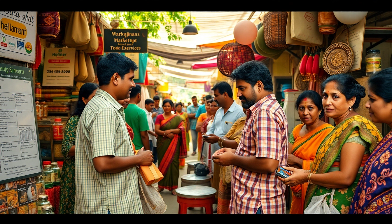 Hela Ads showcasing a vibrant Sri Lankan marketplace full of lively interactions.