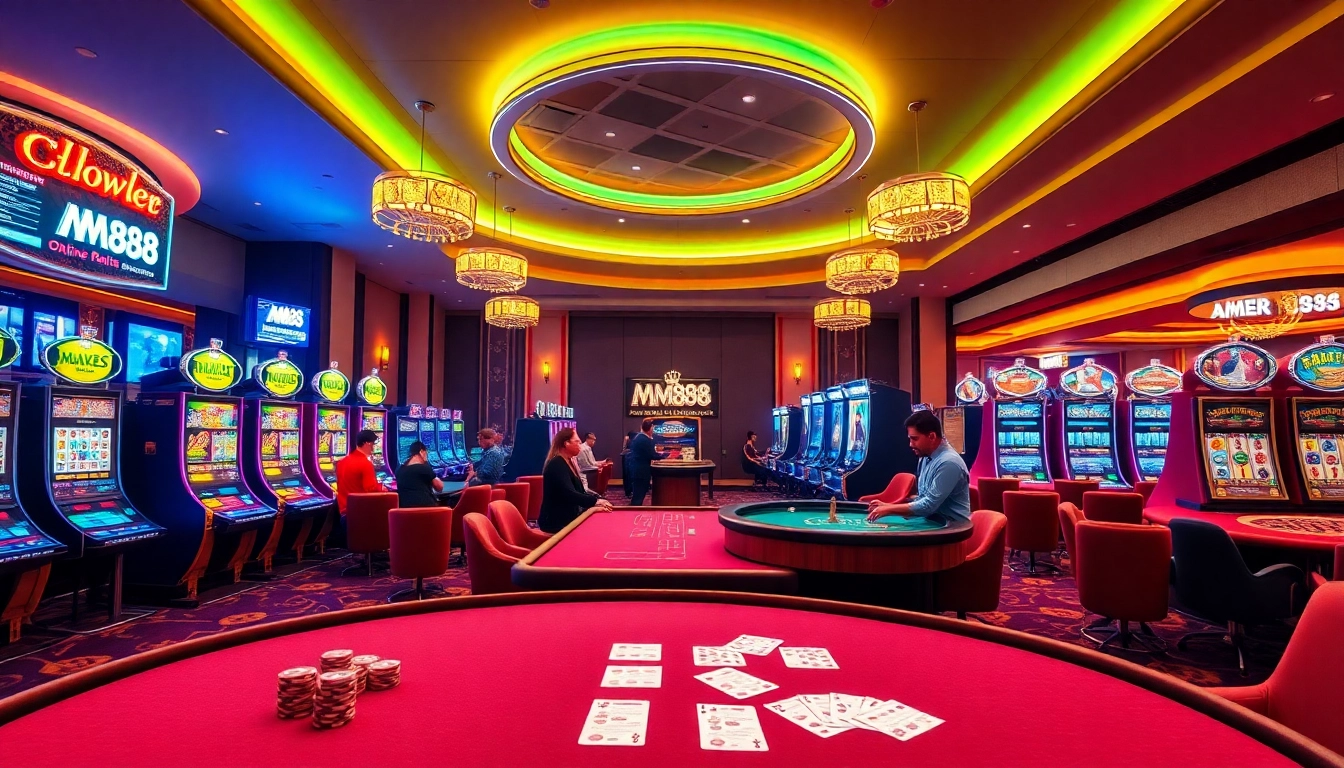 MM88 online gambling interface showcasing energetic casino games and luxury.