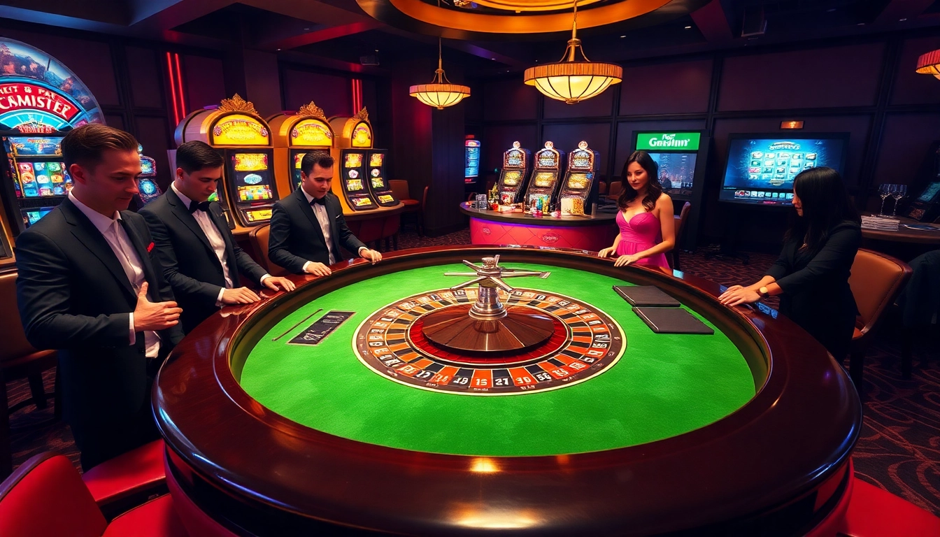 Kwin players excitedly engaging at a luxurious casino table, showcasing gambling thrills.