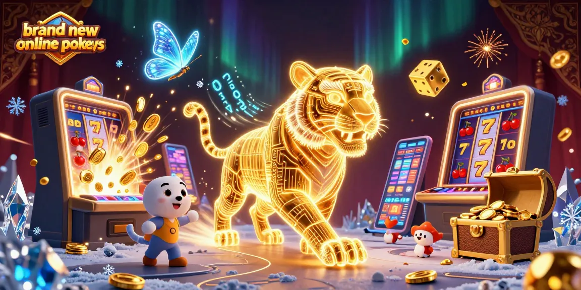 Experience thrilling gameplay with brand new online pokies in this vibrant 3D casino illustration.