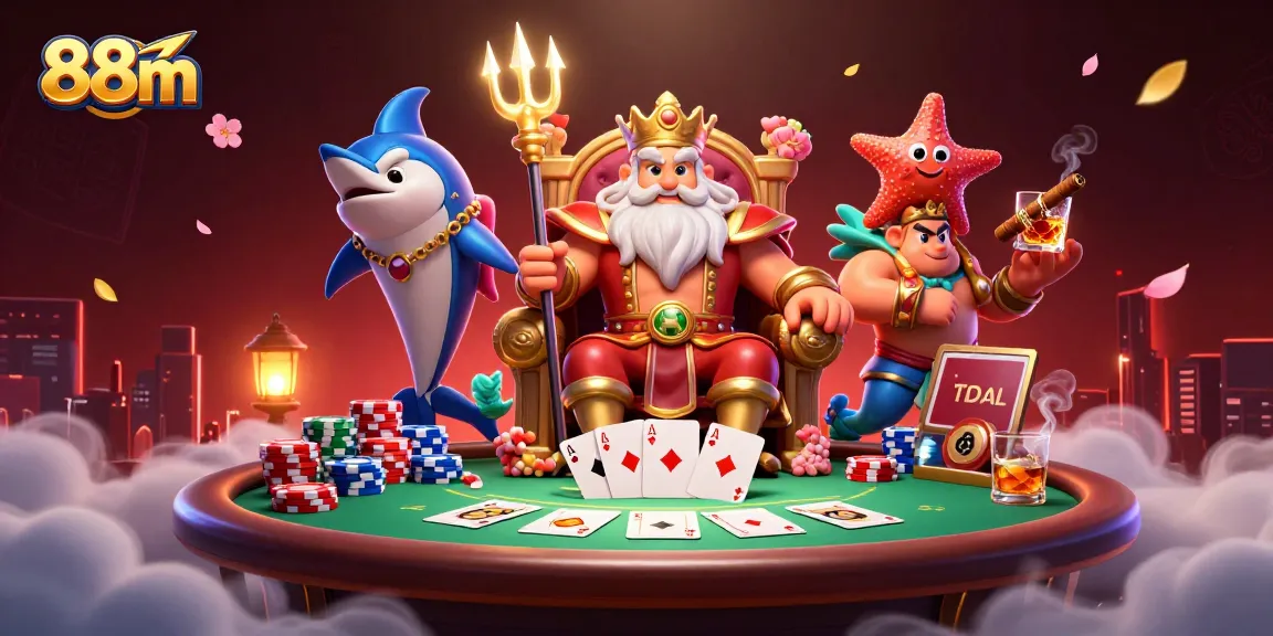 Engage in exciting action at 88m's vibrant poker scene with Neptune the sea king and treasures!