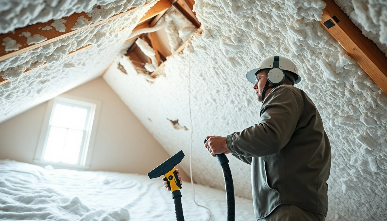 Efficient spray foam removal Portsmouth by a technician in a clean and organized attic.