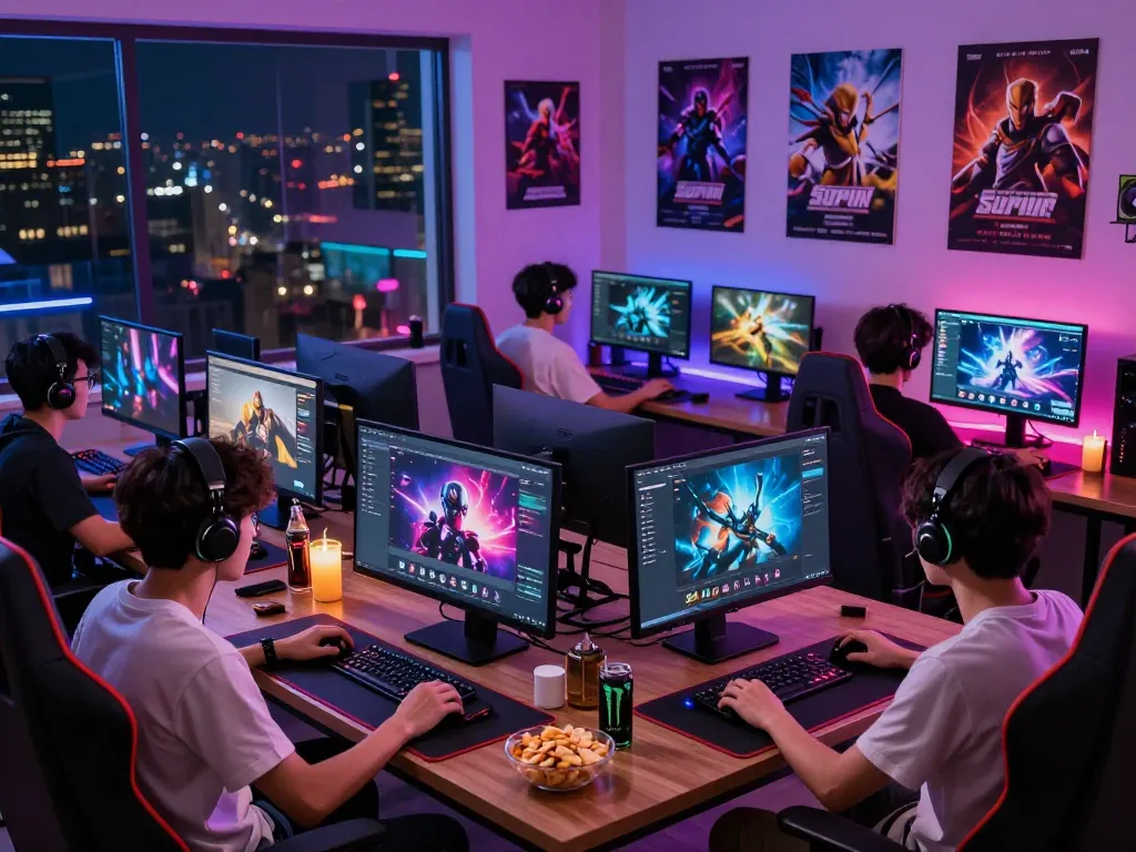 Engaging gamers using https://sunwin7979.com/ platform in a vibrant gaming room.