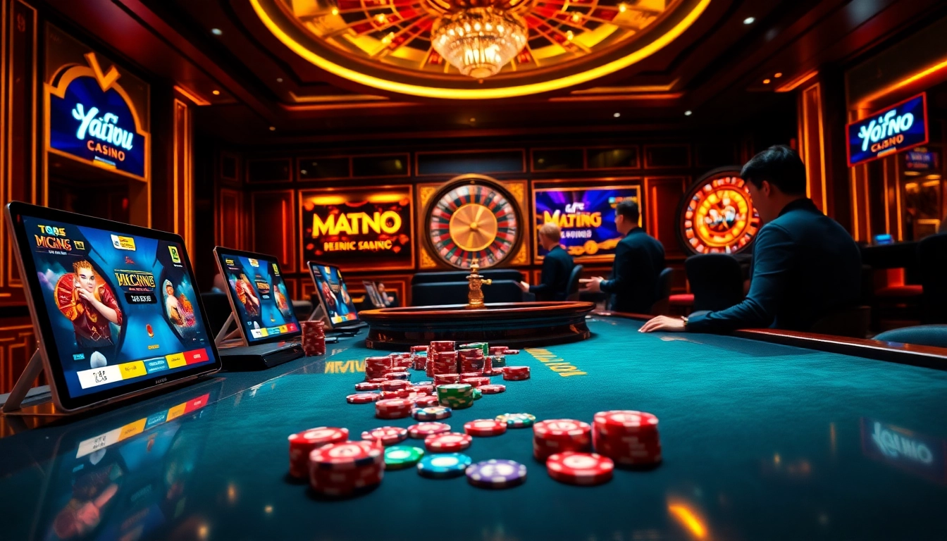 Exciting Tài Xỉu MD5 online gameplay with vibrant chips and glowing screens.