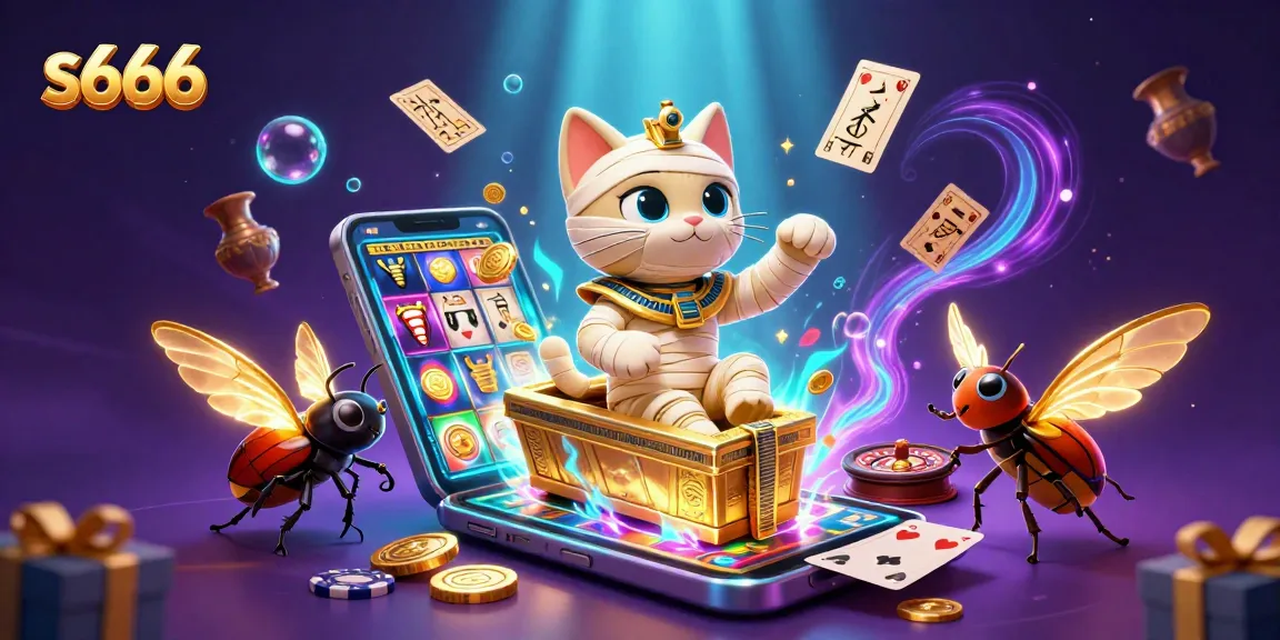 Experience thrilling action with s666: a mummy cat and scarab beetle bring casino magic to life!
