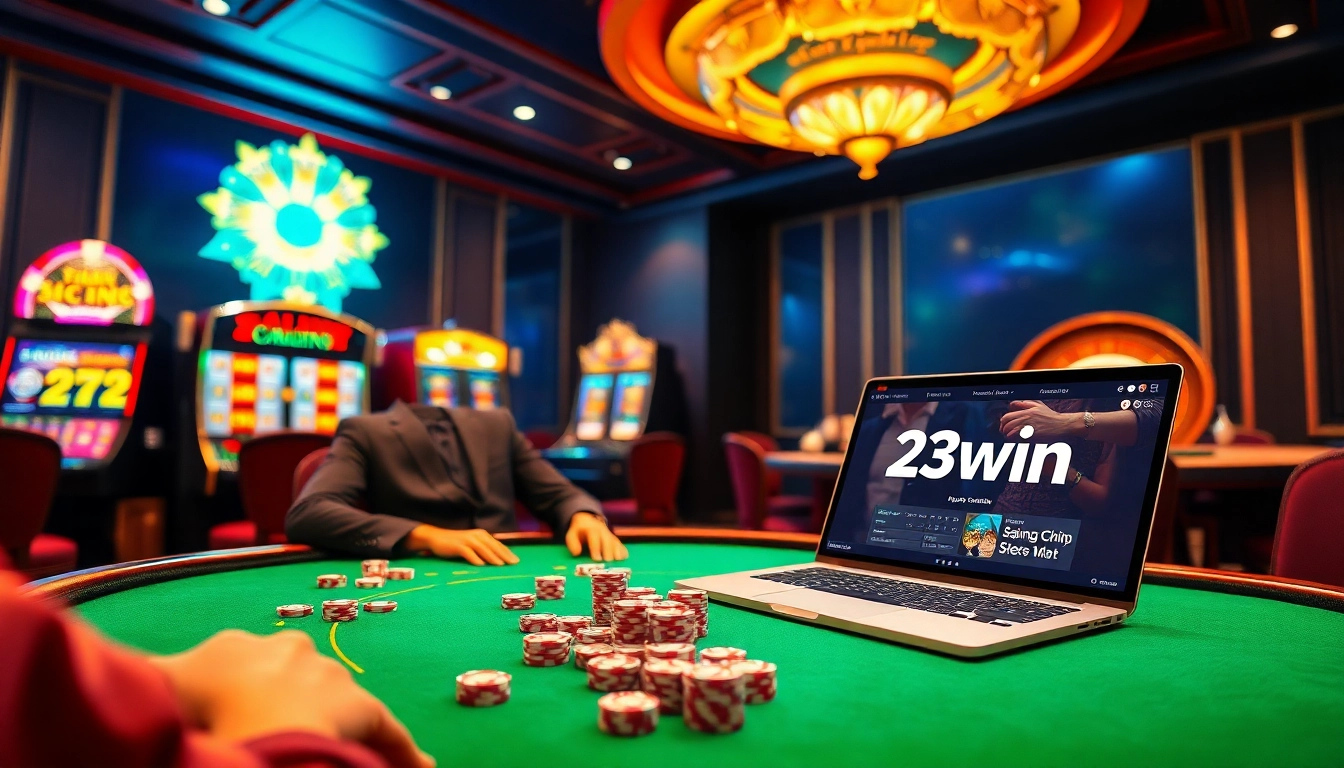 Experience the thrill of online gambling with Đăng nhập 23win at an exciting casino table.