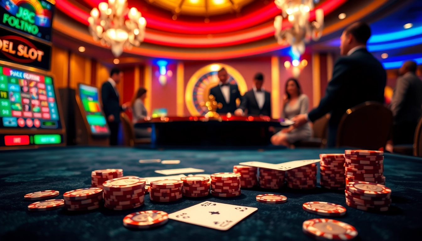 Experience the thrill of j88 slot machines amidst a luxurious casino atmosphere.