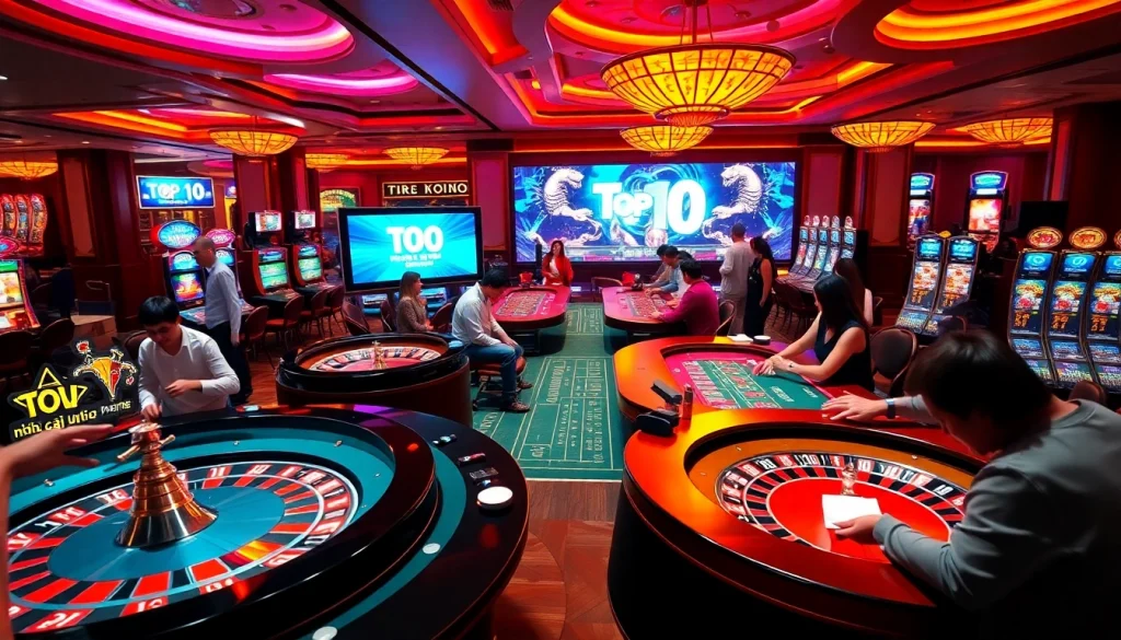 Experience the excitement of the Top 10 nhà cái uy tín as players engage in thrilling casino games.