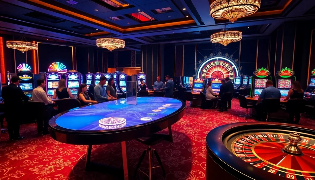 Betting excitement at a luxurious casino setting featuring games from https://rr88.lat/ with vibrant atmosphere.
