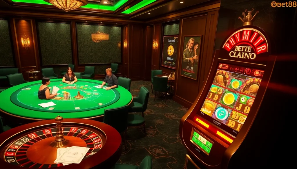 Experience betting excitement at https://bet88b.us.com/ with a luxurious casino gaming scene featuring poker chips and roulette.