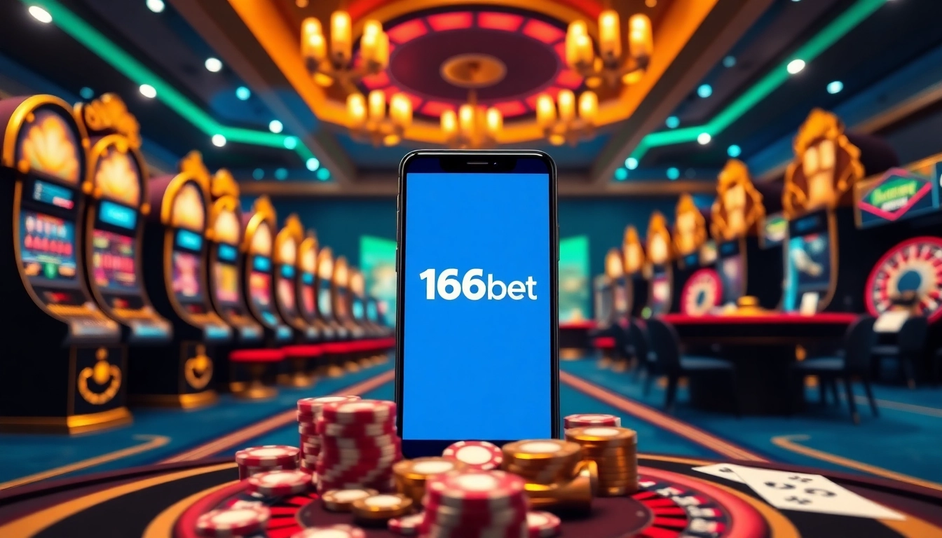 Experience the excitement of online gaming with the 166bet App featuring vibrant casino visuals.