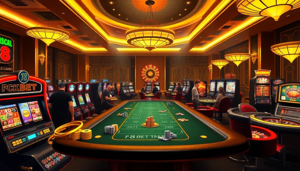 Experience F8bet's thrilling casino atmosphere with exciting games and vibrant visuals.