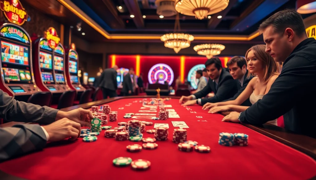 Experience high-stakes gambling at BJ 888 casino table with vibrant chips and cards.