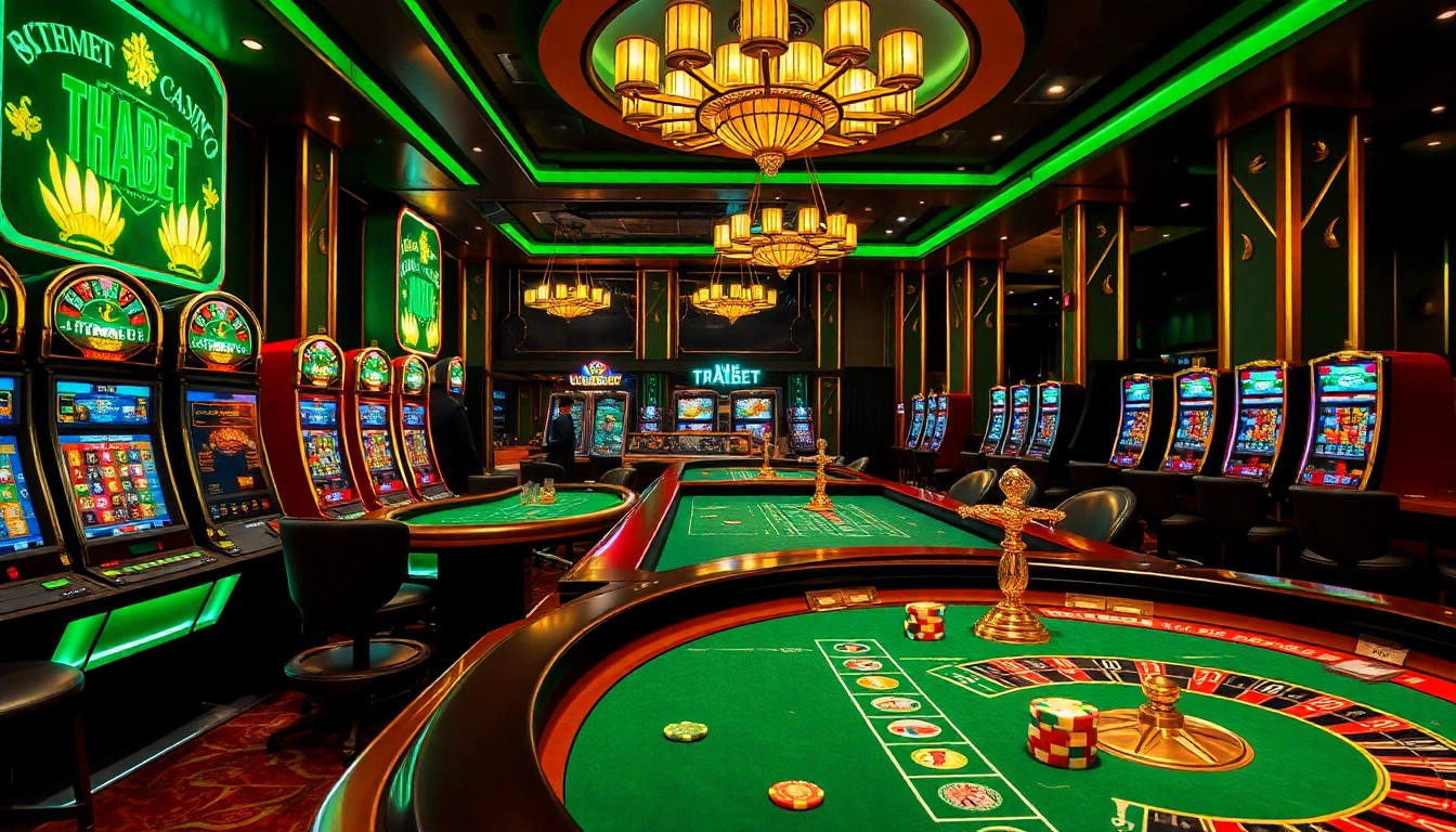 Engage with the excitement at THABET's vibrant casino table filled with poker chips and dynamic gaming.