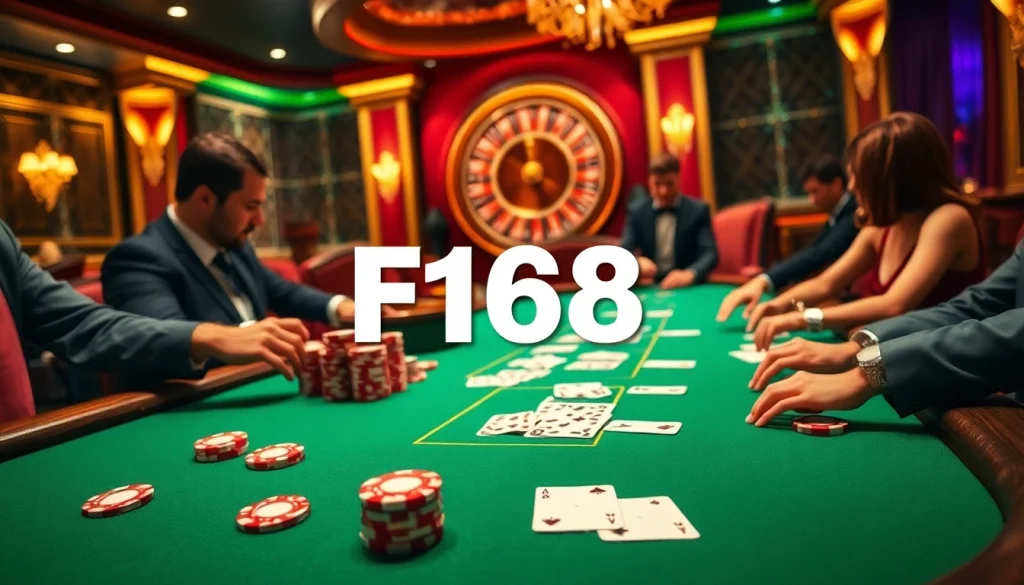 Experience the thrill of betting with เจ้ามือรับแทง F168 at an elegant casino table filled with action.