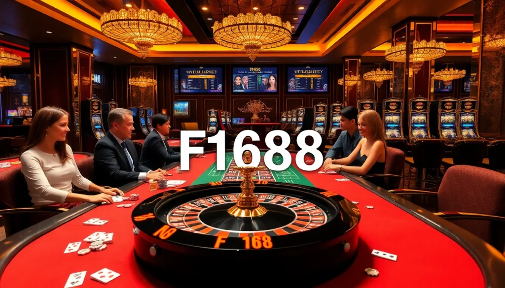 F168 players winning at a roulette table in a luxurious casino setting.