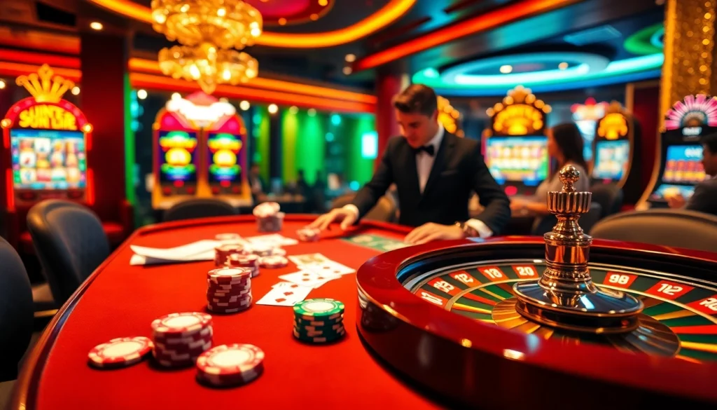 Experience the excitement of QQ88 with vibrant casino elements, including games and cards.