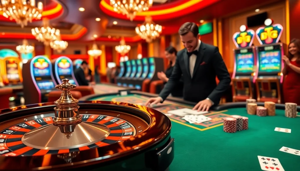 Players enjoying a luxurious casino experience at https://rr88csn.com/ with roulette tables and lively ambiance.