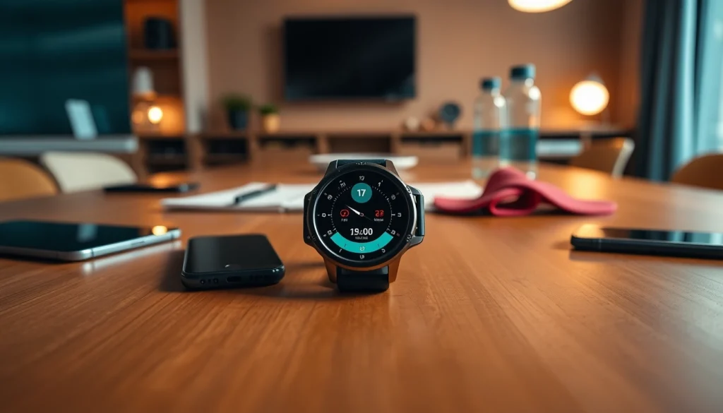 LC88 smartwatch displayed in a modern workspace, highlighting its fitness tracking features and sleek design.