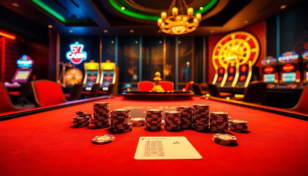 Experience the thrill of 68win with a luxurious poker table scene showcasing high-stakes action.